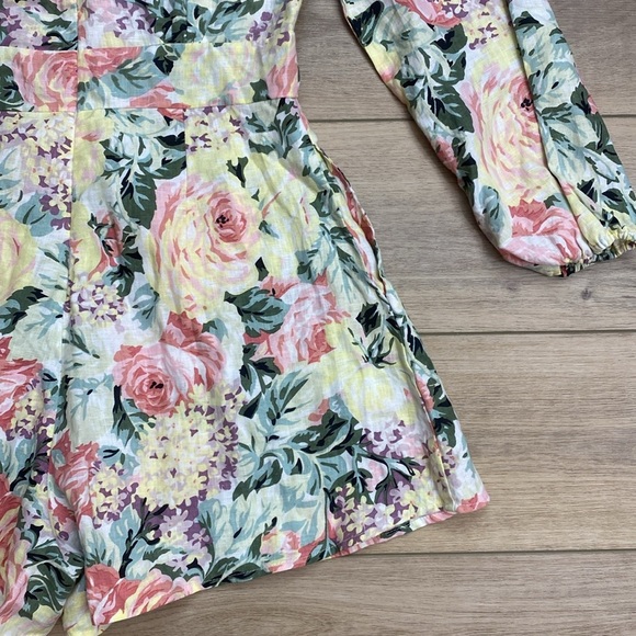Faithful The Brand | Maribelle | Linen Floral Romper Romantic Pastel Spring - Picture 11 of 16